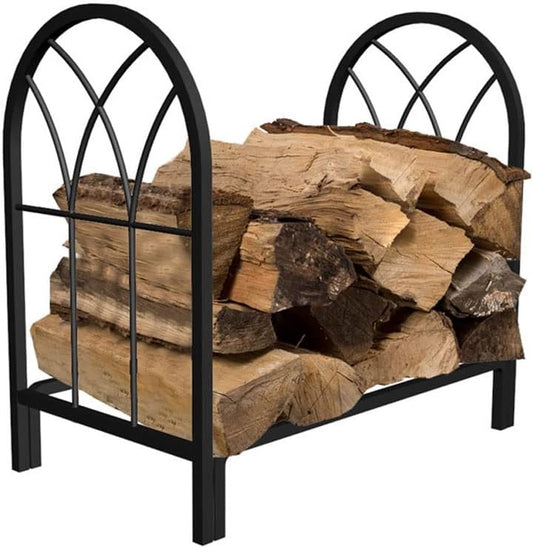 A1DFDFGOQSFG Firewood Rack for Indoor and Outdoor Heavy Duty Metal Wood Storage Rack for Fireplace Black 120cm Log Storage Organizer,Black-58cm (Black 58cm)