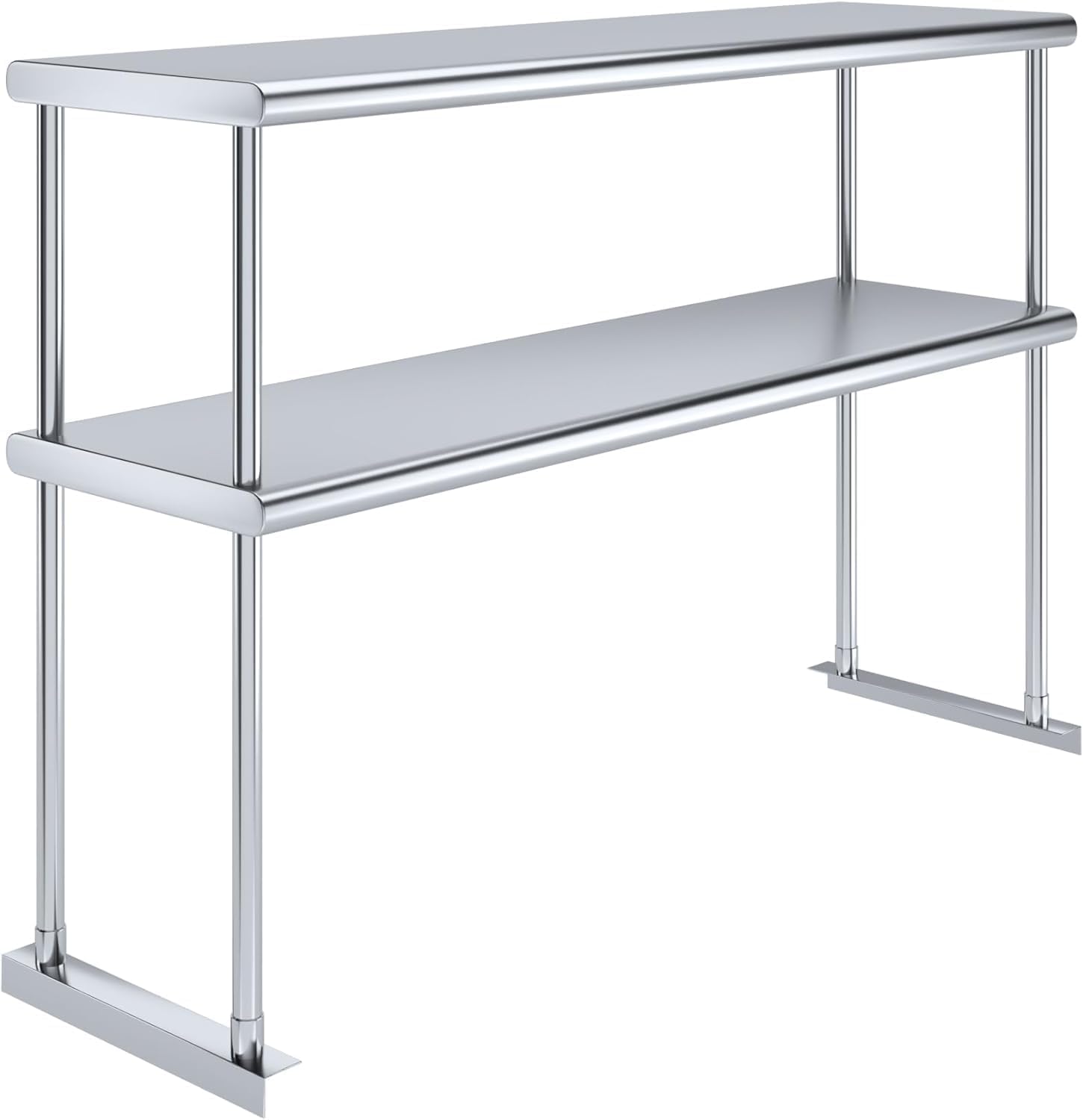 Express KitchQuip 14" x 48" NSF Certified Commercial Stainless Steel Double Overshelf | 18-Gauge Heavy-Duty Kitchen Storage & Organization for Work Tables