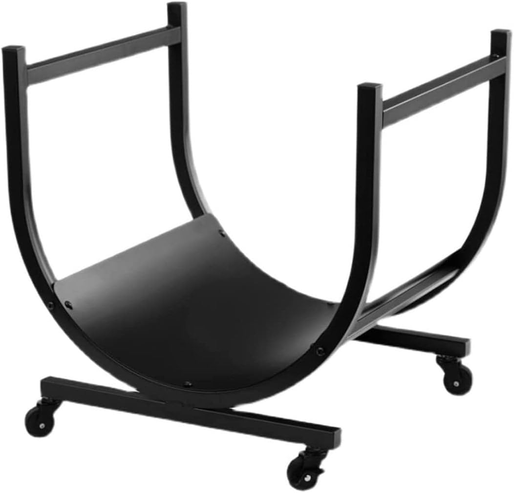 Outdoor Fireplace Firewood Rack Firewood Holder Firewood Racks Outdoor Steel Wood Storage Log Store with Wheels Firewood Rack Indoor Fireplace Wood Log Store(