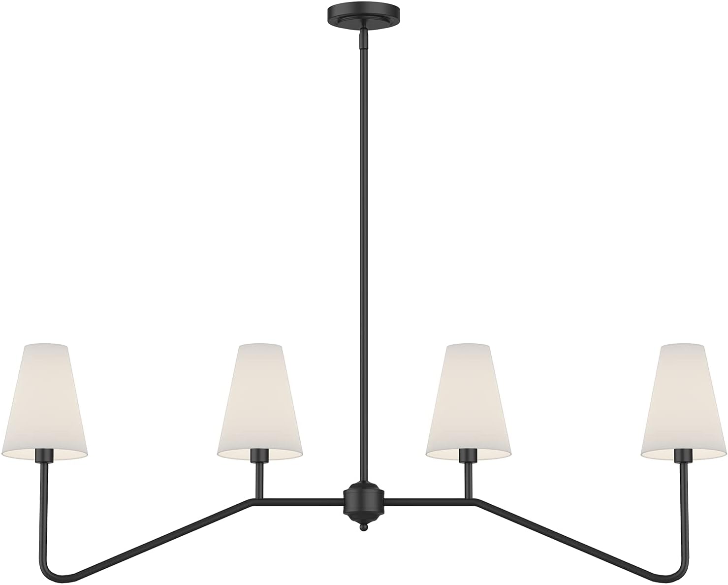 Electro bp;47" W 4-Light Linear Kitchen Island Lighting Fixture Classic Chandeliers Matt Black with White Linen Shades for Dining Room,E12,160W;