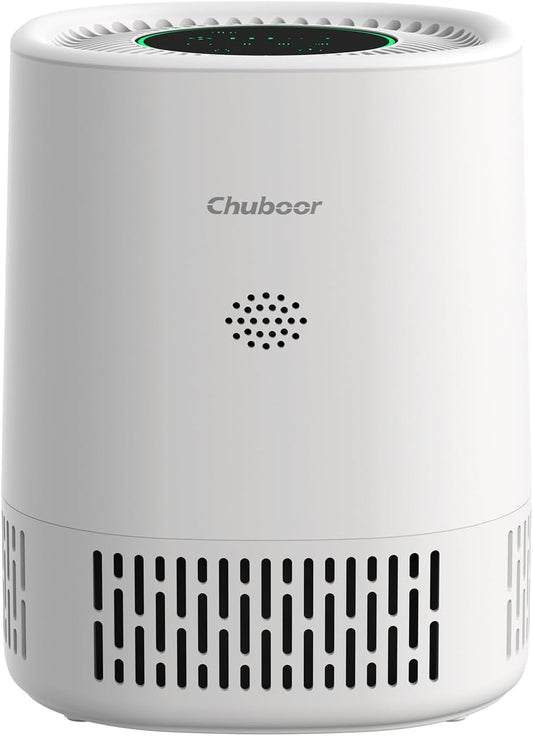 Chuboor Air Purifiers for Home Bedroom, H13 True HEPA Filter Air Cleaner for Pets Office desktop Living Dorm Room Smoke Kitchen, Auto Mode, Sleep Mode, PJ01A, White