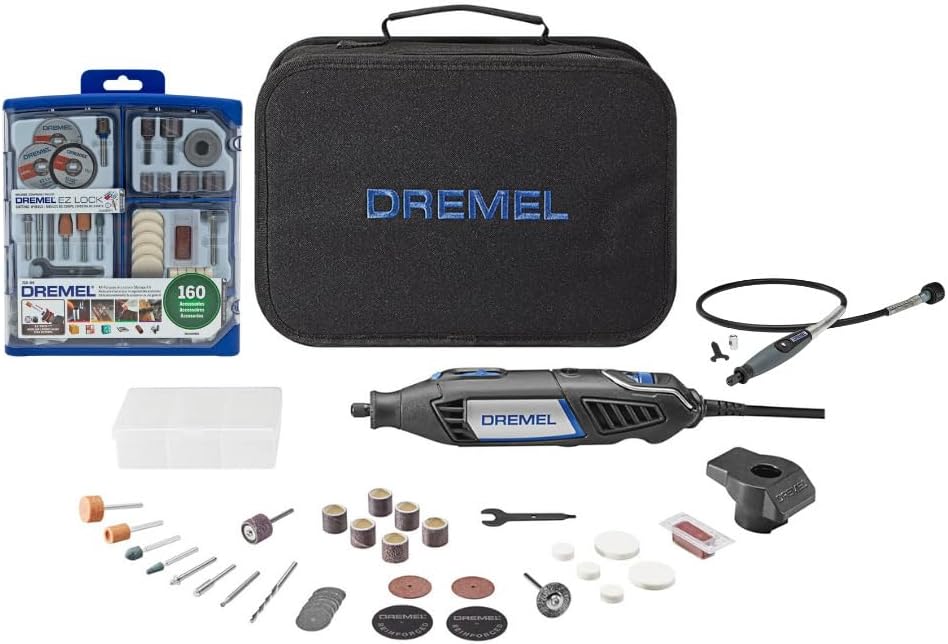 Dremel 4000-2/32 Variable Speed Rotary Tool Kit with 2 Attachments & 32 Accessories - High-Performance Rotary Tool Bundle with 160 Piece Accessory Kit, and Flex Shaft Attachment (3 Items)