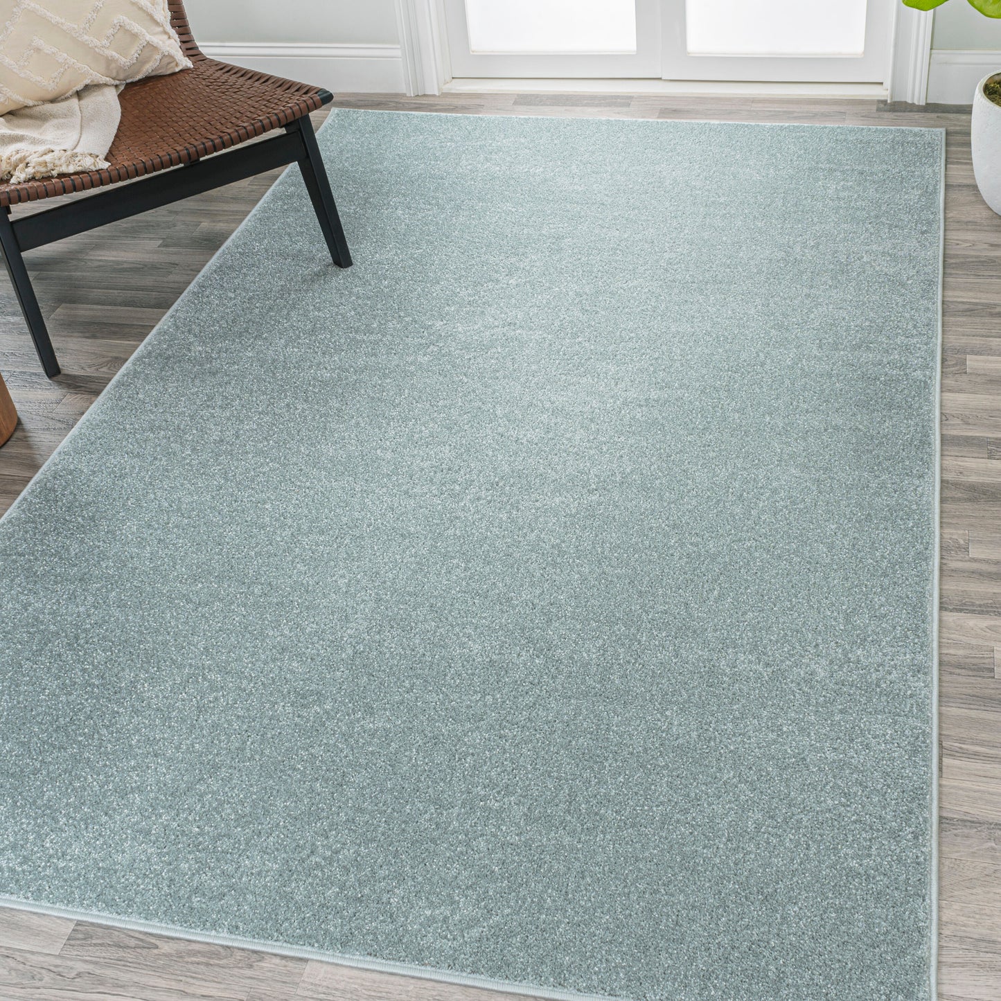 JONATHAN  Y SUPERSOFT Haze 10 x 14 (ft) Loomed Light Blue Rectangular Indoor Solid Coastal Pet Friendly Area rug