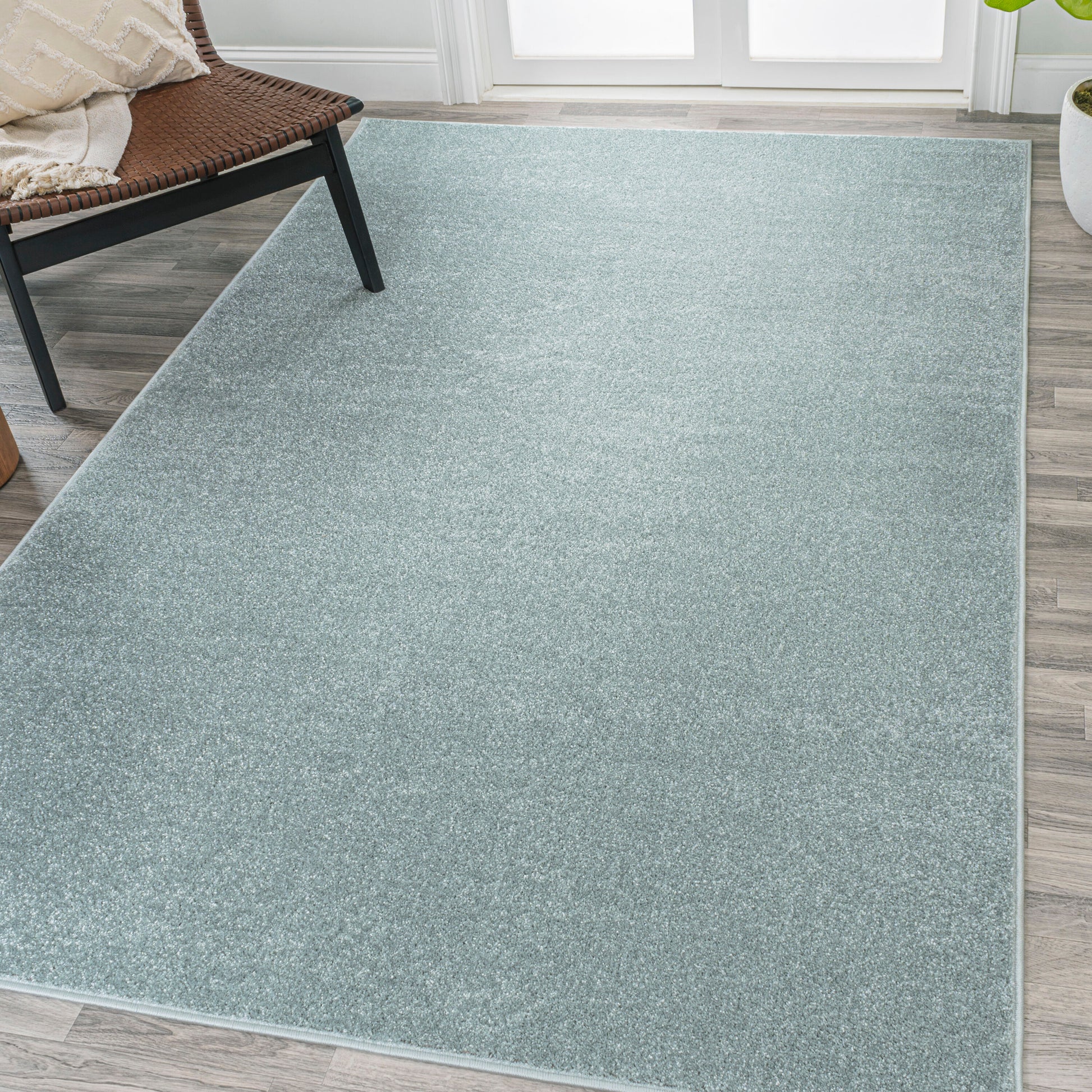 JONATHAN  Y SUPERSOFT Haze 10 x 14 (ft) Loomed Light Blue Rectangular Indoor Solid Coastal Pet Friendly Area rug