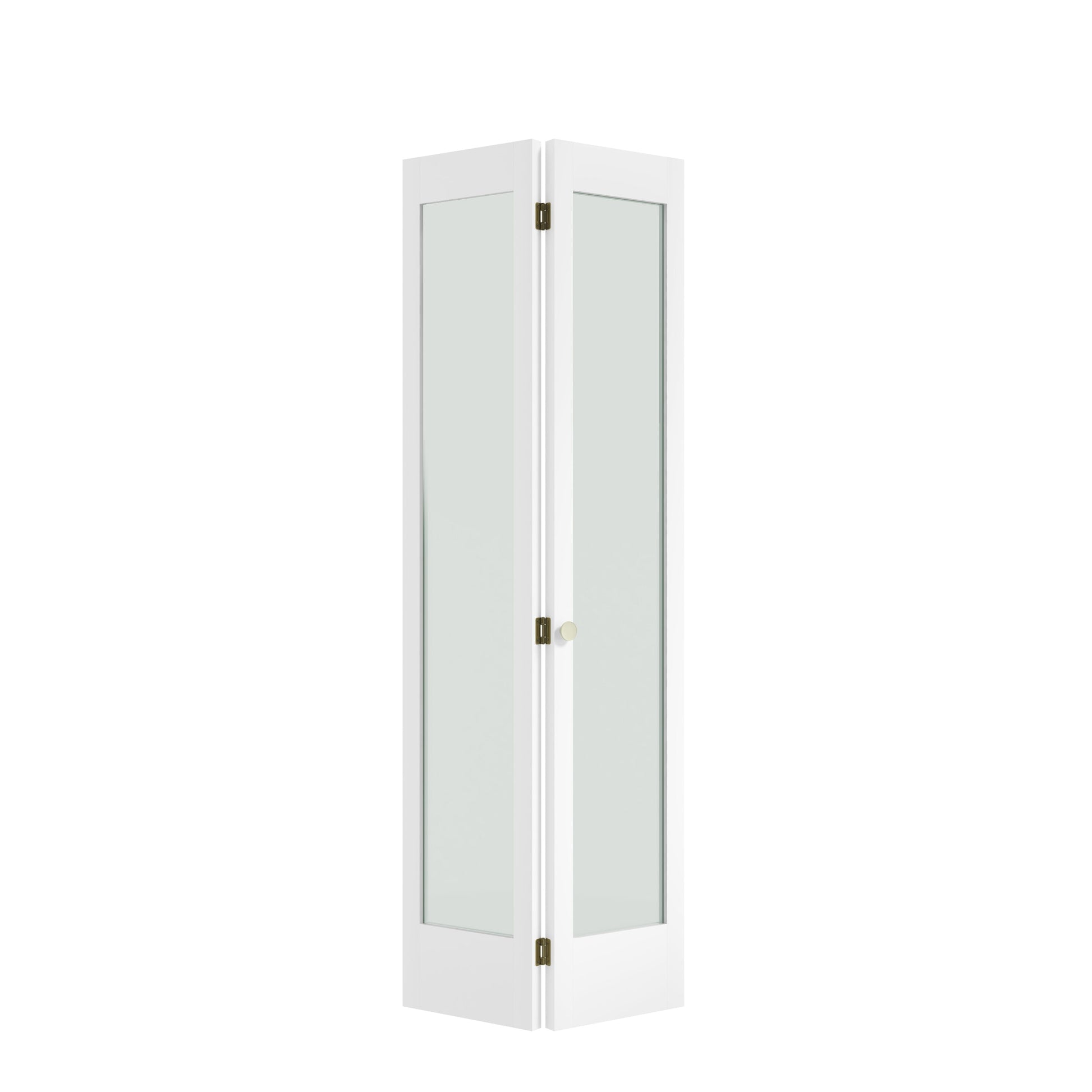 EightDoors 24-in x 80-in White primed 1-panel square Frosted glass Smooth Solid core Primed Pine Wood Closet Bifold Door ( Hardware Included )
