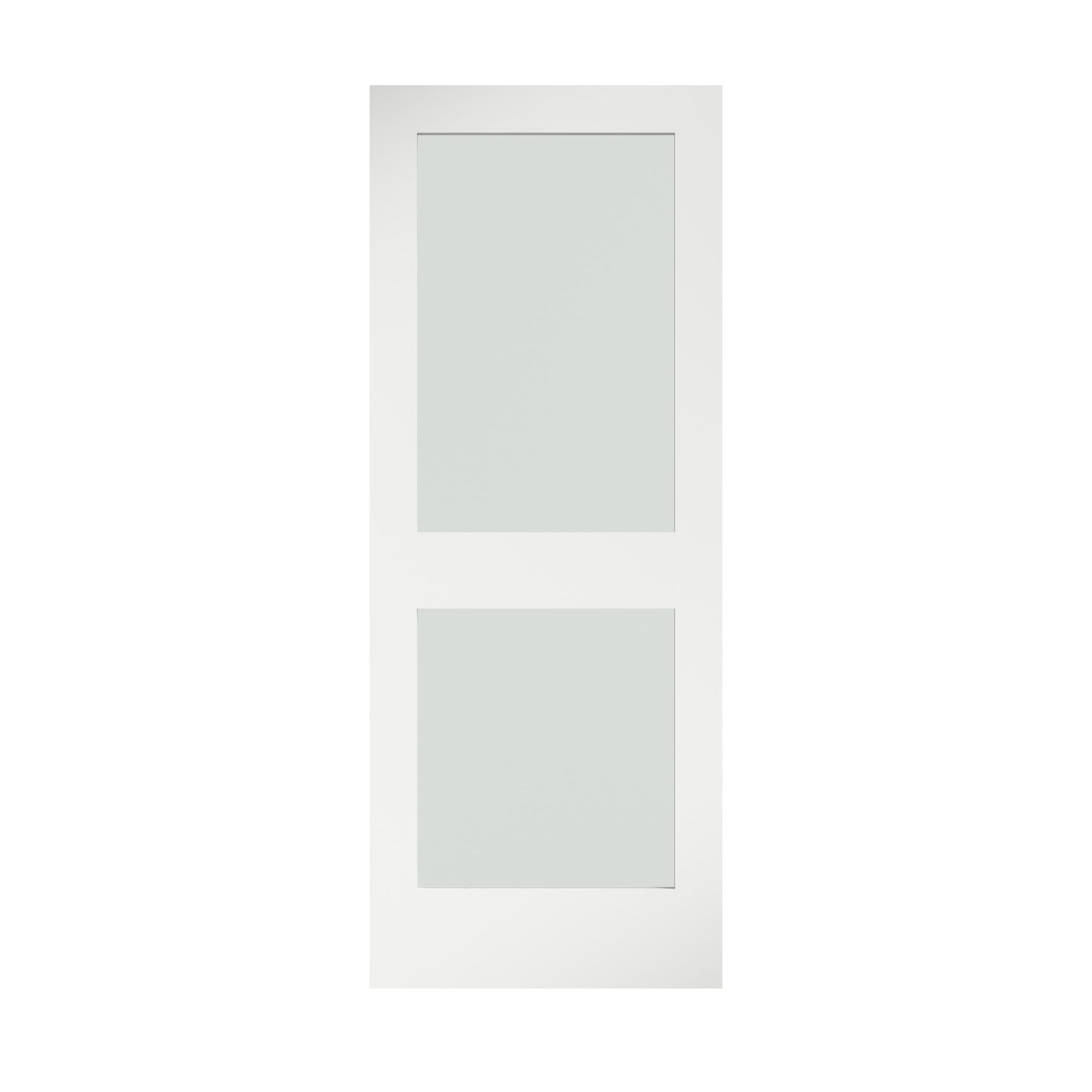 EightDoors 36-in x 80-in White primed 2-panel square Frosted glass Smooth Solid core Primed Pine Wood Slab Door