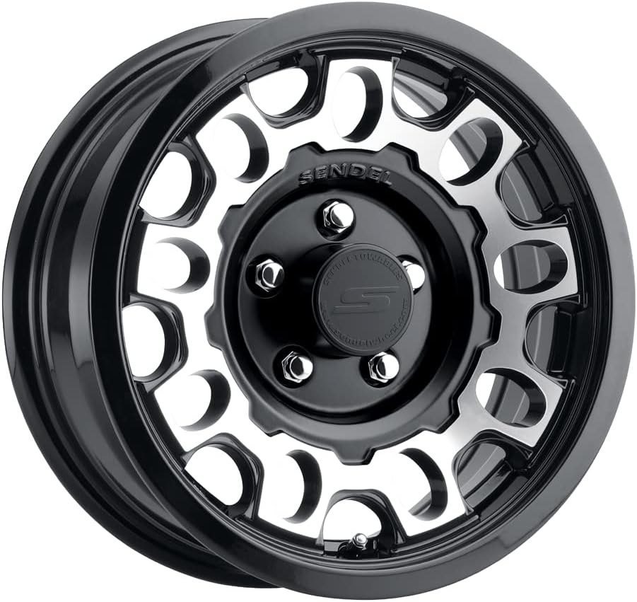 15x6 Sendel T17 Black Machined Aluminum Trailer Wheel 5x4.5