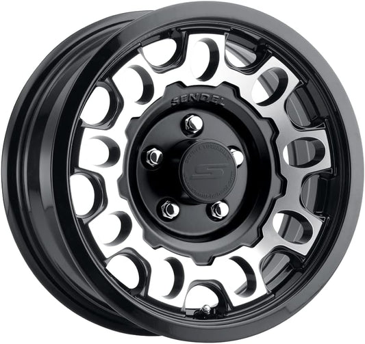 15x6 Sendel T17 Black Machined Aluminum Trailer Wheel 5x4.5