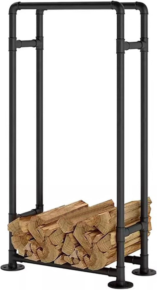 GTPBAO Industrial-style Iron Pipe Firewood Rack, Floor Standing Log Bin Holder for Lumber Store\/Tool Shed\/Camping Hearth(H 150cm)