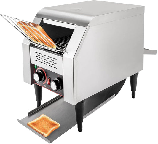 Ethedeal 150 Slices\/Hour Commercial Conveyor Toaster,1300W Stainless Steel Heavy Duty Industrial Toasters with 3 Heating Tubes,Countertop Electric Restaurant Equipment for Bun Bagel Bread Baked Food (sliver, 150 Slices)