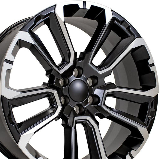 OE Wheels CV68 24 Inch Rim Fits Suburban 1500 High Country Style 6x139.7 24x10 Satin Black with Milled Edge - Hollander 14088 (1)