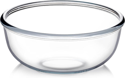 NUTRIUPS 6 Quart Large Glass Mixing Bowl, Clear Large Salad Bowls Glass Big Mixing Bowls for Kitchen