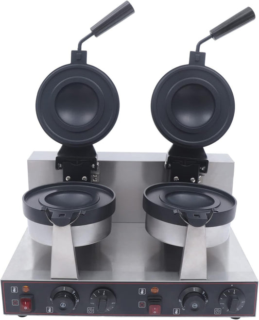 Commercial Ice Cream Burger Maker, 2400W Electric Burger Waffle Maker, Stainless Steel Nonstick Plates Waffle Burger Maker Machine with Time and Temperature Control