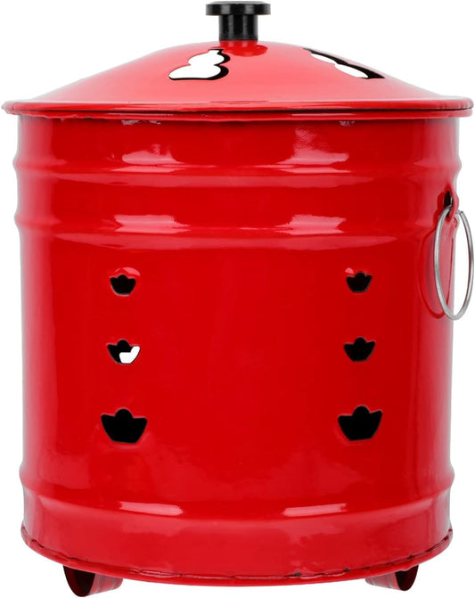 Small Burning Bucket Incinerator Barrel with Lid Incinerator Fire Bin Enamel Fire Cage Works Good to Burn Old Bills, Documents and Paper /11724