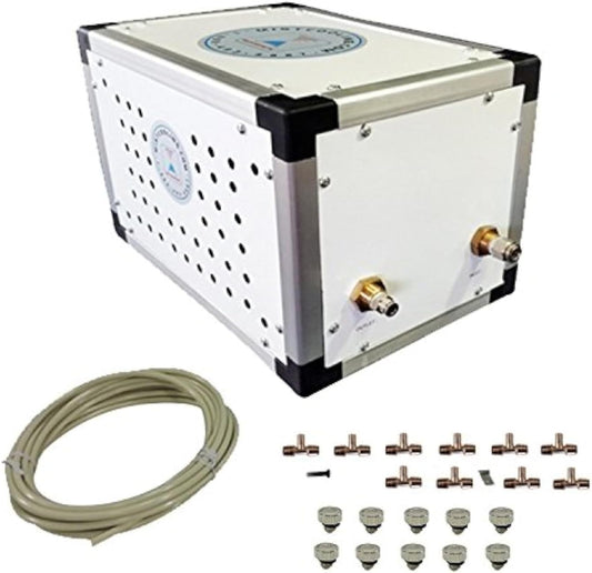 Patio Misting Kit - 250 PSI Patio misting System - Made in USA Pump - Up to 40 Nozzles Misting System - For Residential Misting System - Stainless Steel Misting Nozzles (10 Nozzle System)