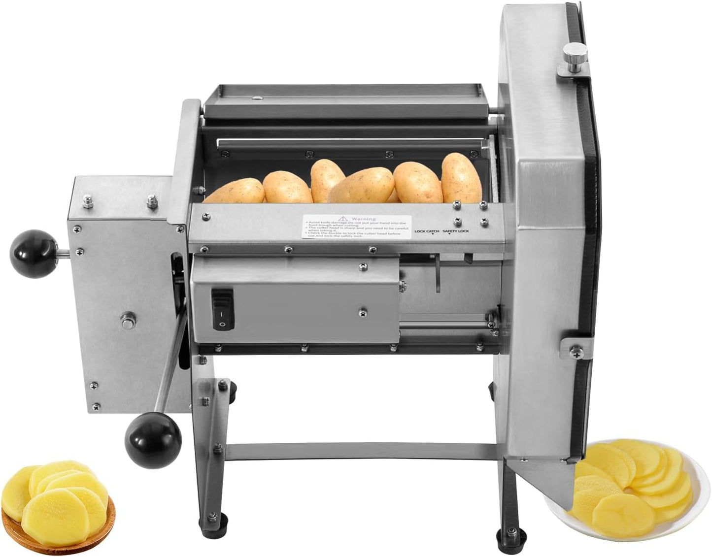 Electric Vegetable Slicer Commercial Tomato Slicer 0-0.4’’ Thickness Adjustable Stainless Steel Fruit Cutter Machine for Cabbage Potato Onion Tomato, Automatic or Manual