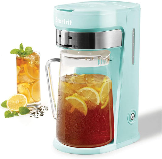 Starfrit Electric Iced Tea & Iced Coffee Maker - 2.5L Pitcher - Auto Shut-Off - Blue, Teal