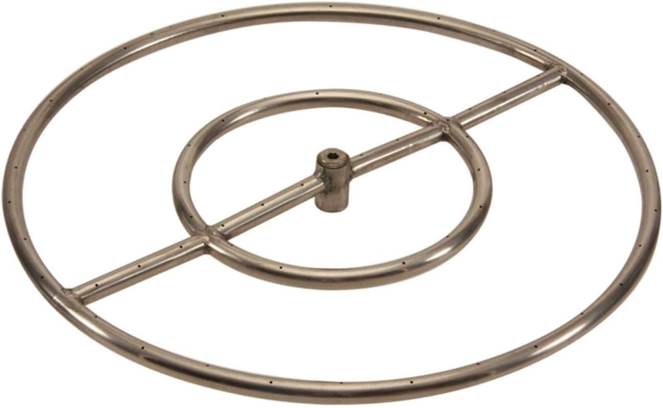 HPC Fire Round Stainless Steel Fire Pit Burner (FRS-24HC-NG), 24-Inch, High Capacity, Natural Gas
