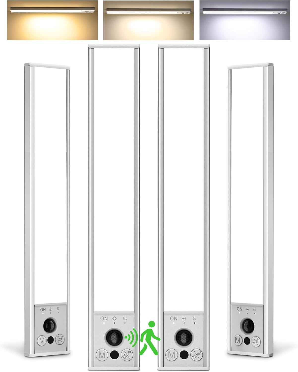 EZVALO 4-Pack Under Cabinet Lighting, 3200mAh Rechargeable Motion Sensor Light Indoor, with Dimmable & 3 Color Temps, Magnetic Closet Lights, Wireless Under Counter Lights for Kitchen, Stairs (12inch)