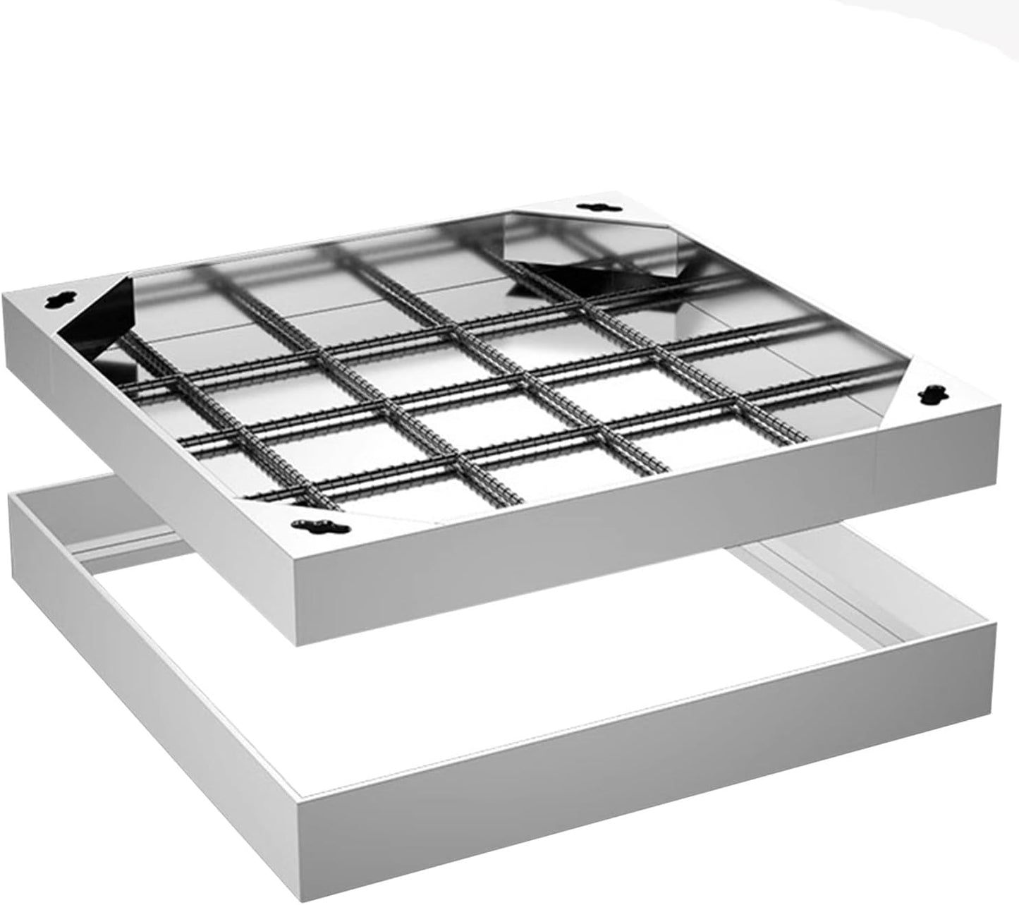 1pc Invisible SS Recessed Manhole Cover with Lid and Frame for Driveways and Patios - Durable,Aesthetic Access Solution(600x600x50mm)