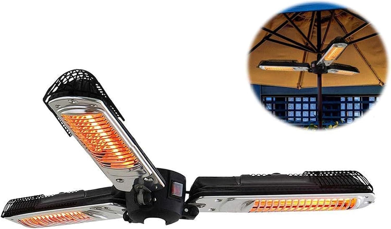 Outdoor Garden Heaters, Electric Umbrella Heaters/Three Heating Modes Adjustable / 500W-1500W Power