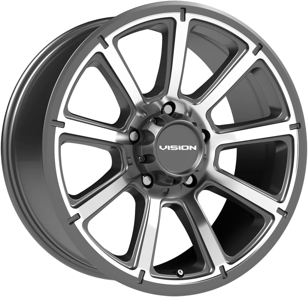 VISION 16" Inch 5x114.3 Wheel Rim Turbine 353 16x8 +0mm Grey Machined
