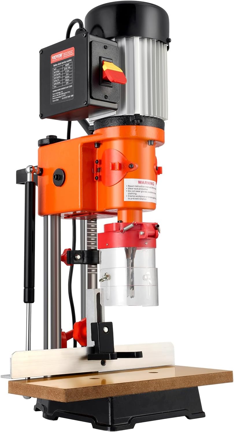 VEVOR Benchtop Mortise Machine 370W 1725 RPM Woodworking Mortising Machine, with 1\/4-Inch 3\/8-Inch 1\/2-Inch Chisels Wooden Workbench, for Making Round Holes Square Holes Or Special Square Holes