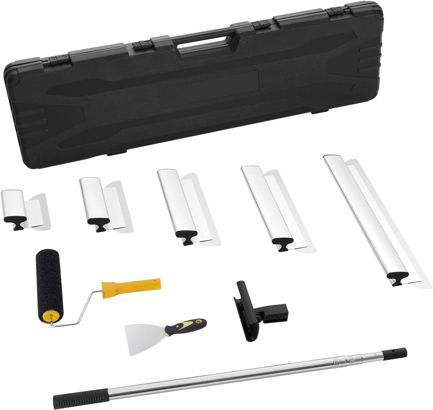 Happybuy Drywall Skimming Blade Set, 7/10/14/16/24 in Blades + 34-81.6 in Extension Handle, Stainless Steel, Professional Skim Coat Tools for Gyprock/Plasterboard