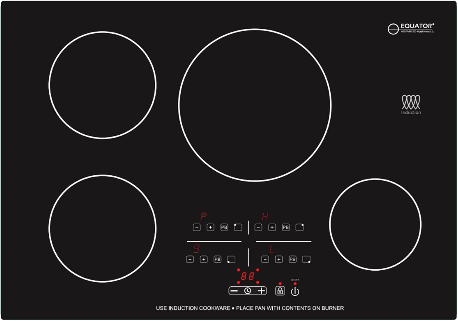Equator 30" Built-in 4 Burner Induction Cooktop 9 Level POWER BOOST 220V