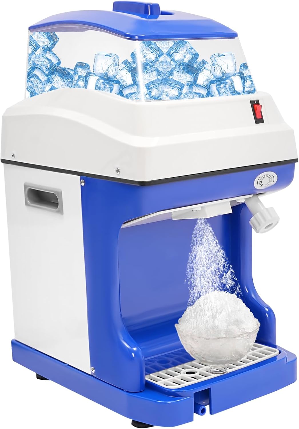Electric Shaved Ice Machine 220.46-264.55lbs/h 250W Automatic Snow Cone Maker 1400RPM 5L Commercial Ice Crusher Thickness Adjustable Ice Shaving Machine