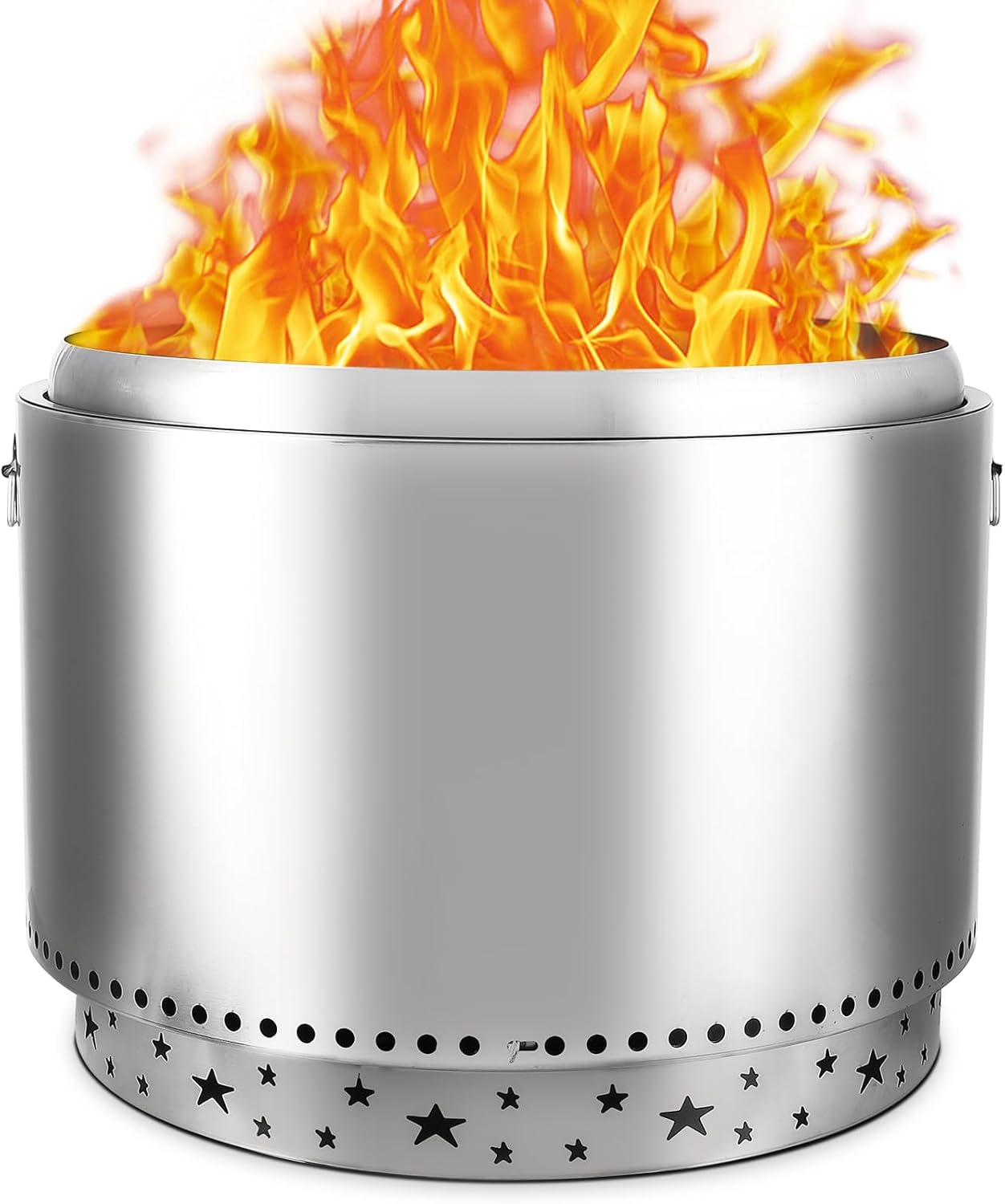 Towallmark Smokeless Fire Pit with Air Switch, 27" 304 Stainless Steel Wood Burning Fireplaces, Portable Outdoor Bonfire Pit for Camping, Bonfires