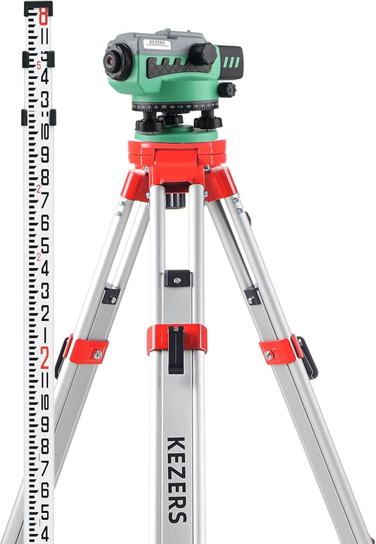 KEZERS 36X Automatic Optical Level Kit with Tripod, High Precision Auto Level, Self-Leveling Tool for Builders, Transit Level Kit with Aluminum Survey Tripod,16FT Grade Rod, Carrying Case