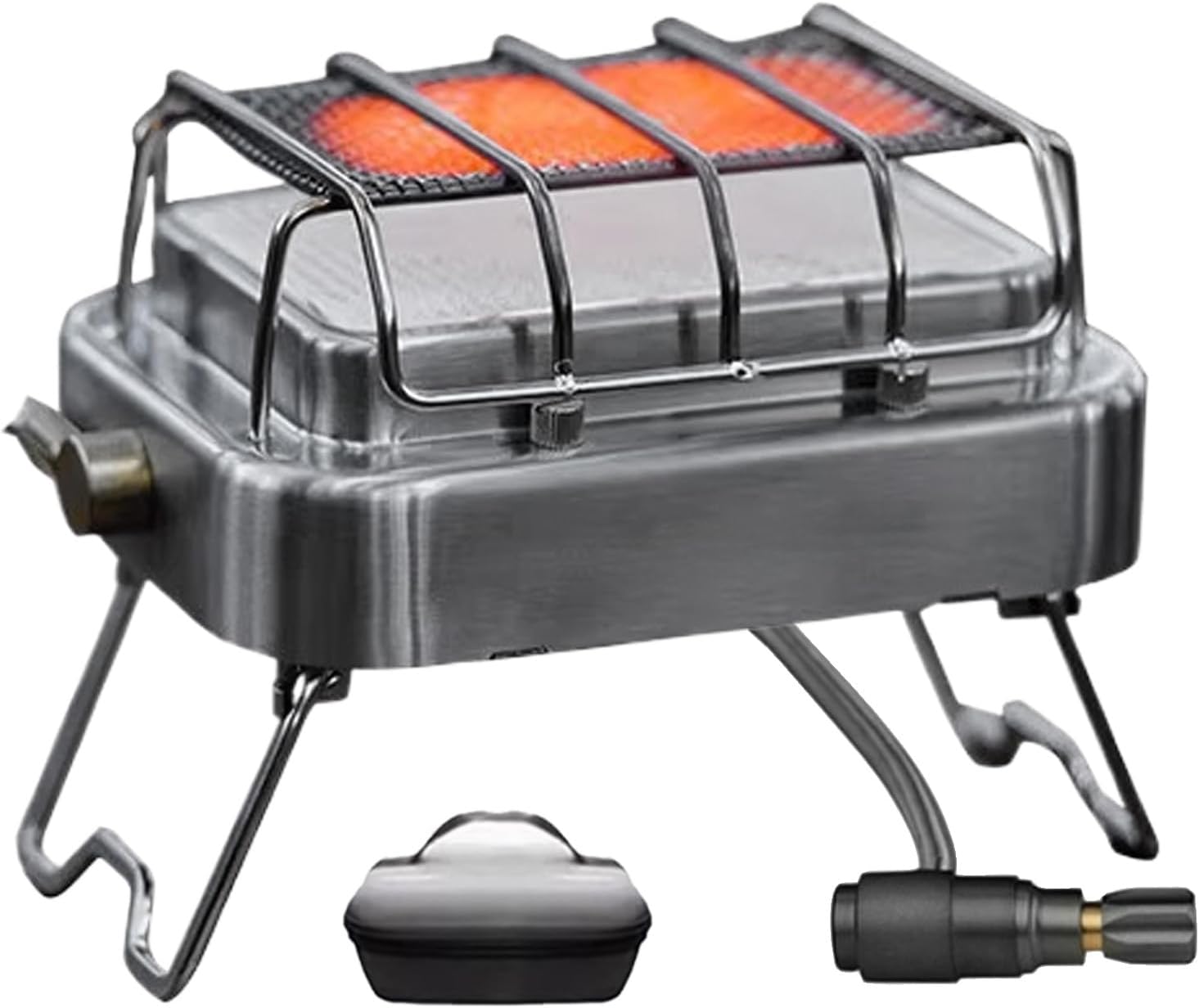 Camping Heater, Multiple Functions, 17x11.5x13cm, Camping Tent Heater, Stainless Steel Cooking Stove, Adjustable Heat Output, for Home, Fishing, Hiking
