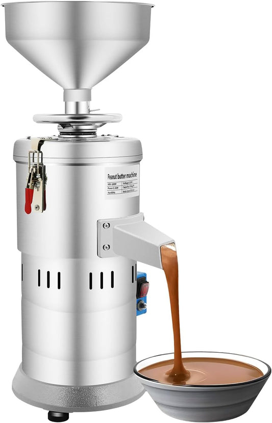 Peanut Butter Maker Machine, 1100W 110V Nut Butter Machine, 33 lbs/h Commercial Electric Grain Grinder for Rice, Peanuts, Almonds, Sesame Seeds