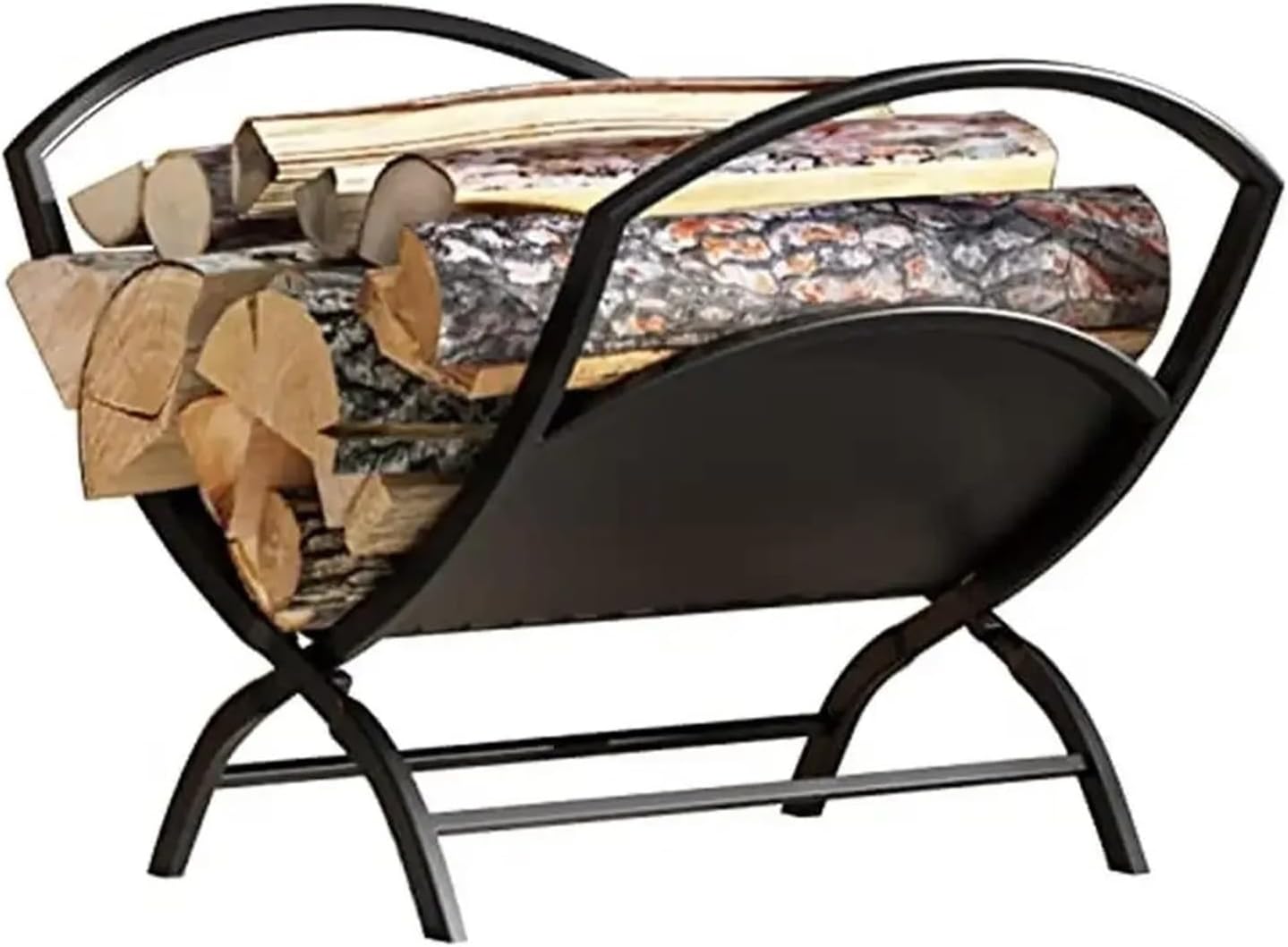 Firewood storage rack Portable Outdoor Firewood Rack Black Iron Folding Log Holder Stacking Storage Heavy Duty