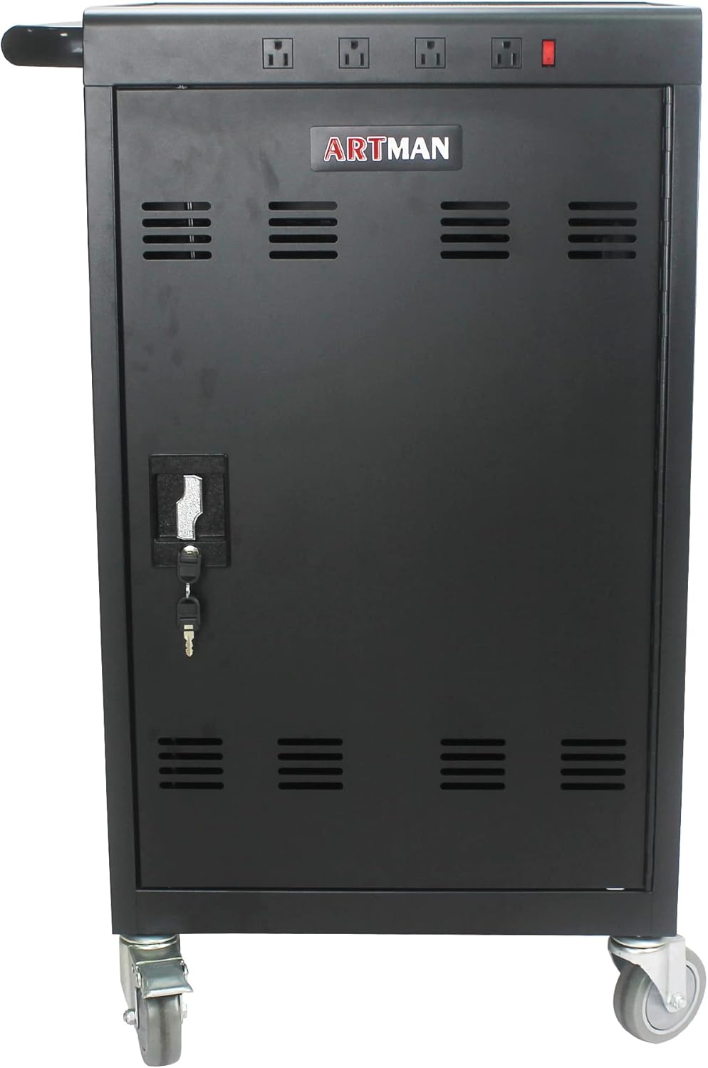 Aokleo 35 Devices Laptop Charging Cart, Tablet Storage Carts for pad Up to 16.3" Screen Size, Classroom Computer Mobile Charging Station for pads, Chromebooks,Laptops, Security Storage(31+4 Bay-Black)