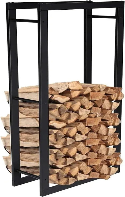 Firewood storage rack Heavy Duty Outdoor Wood Storage BBQ Firewood Rack Steel Wheeled with Metal Brackets and Protection Set