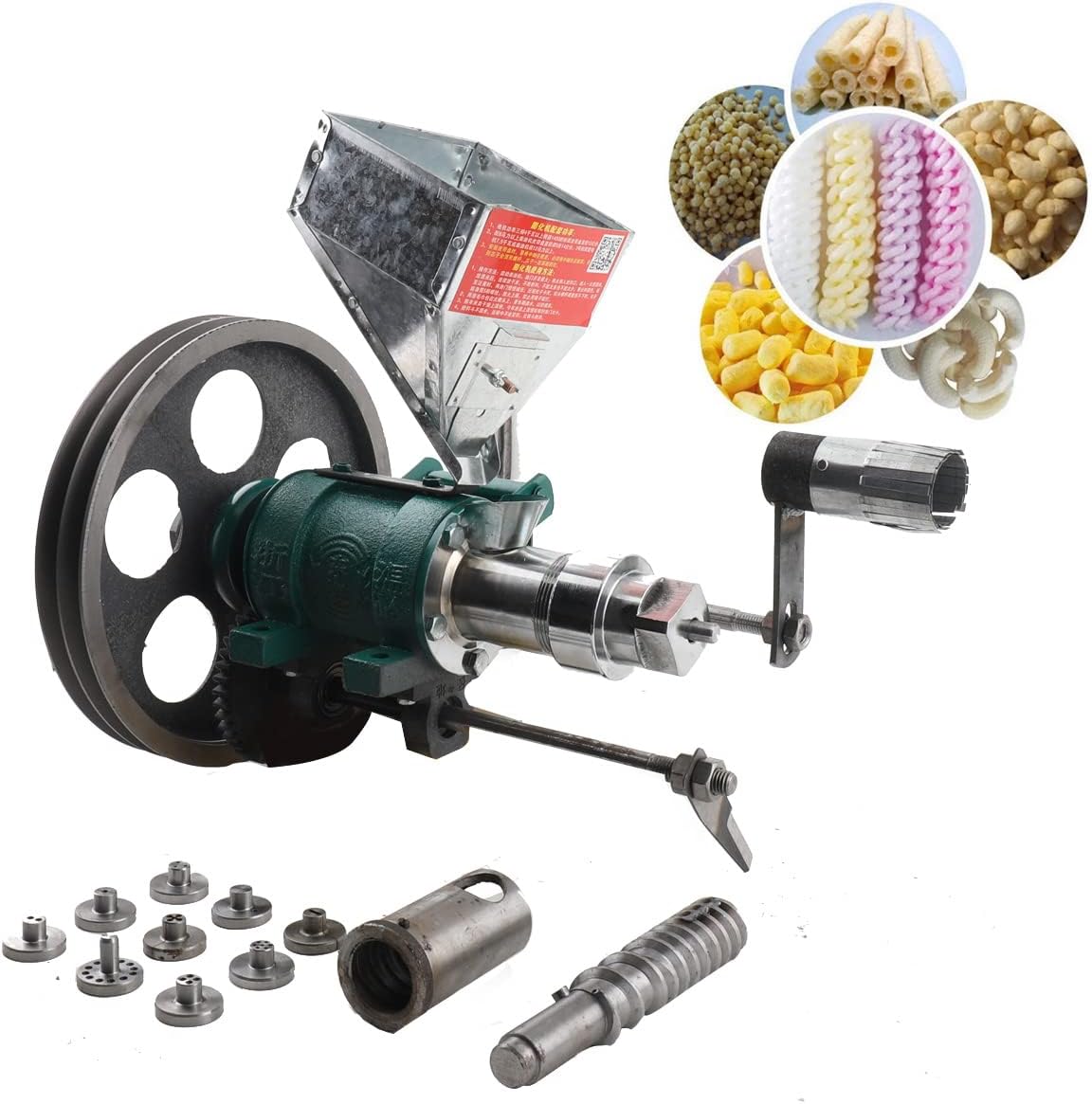 Puffed Food Extruder Rice Corn Puffing Extrusion Machine Multi Function Puff Snack Machine for Making Cornflakes, Hollow Sticks Made of Corn and Rice for Street Stall