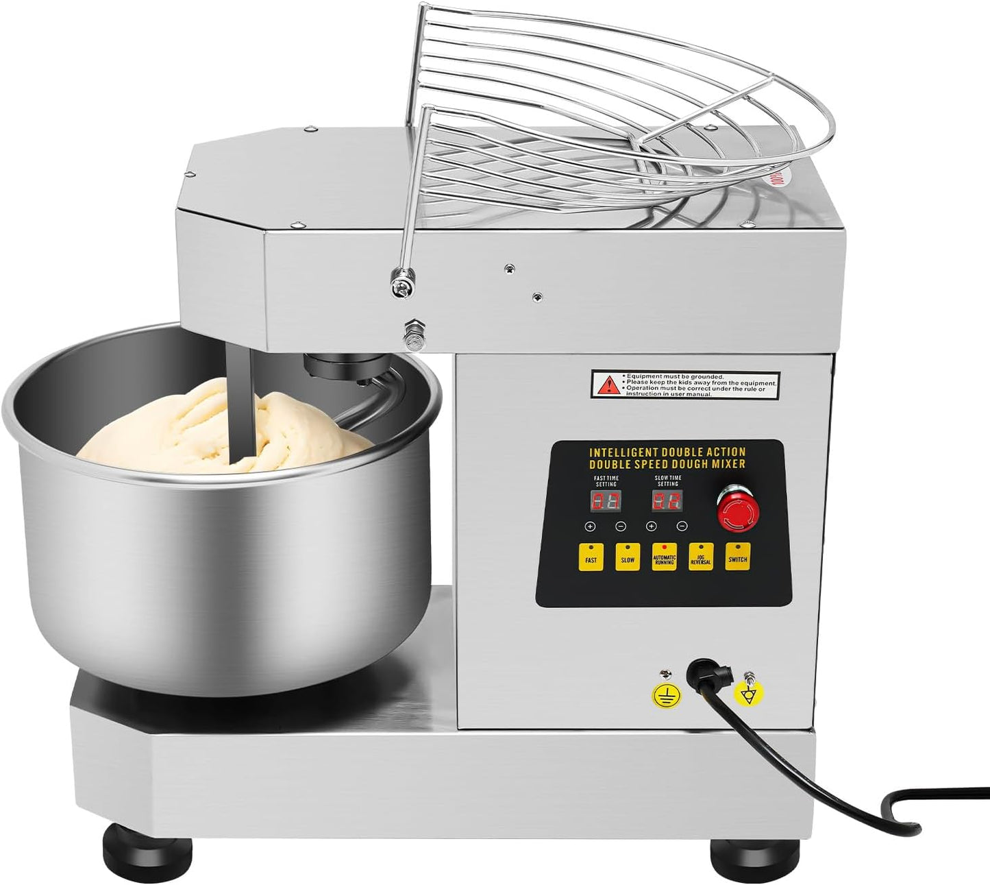 10L/2.6 Gal Commercial Food Mixer, 750W Electric Dough Kneading Machine Freestanding Spiral Mixer with Security Shield for Stirring Jams, Whipping Cream 21.7 x 11.8 x 18.9 Inch