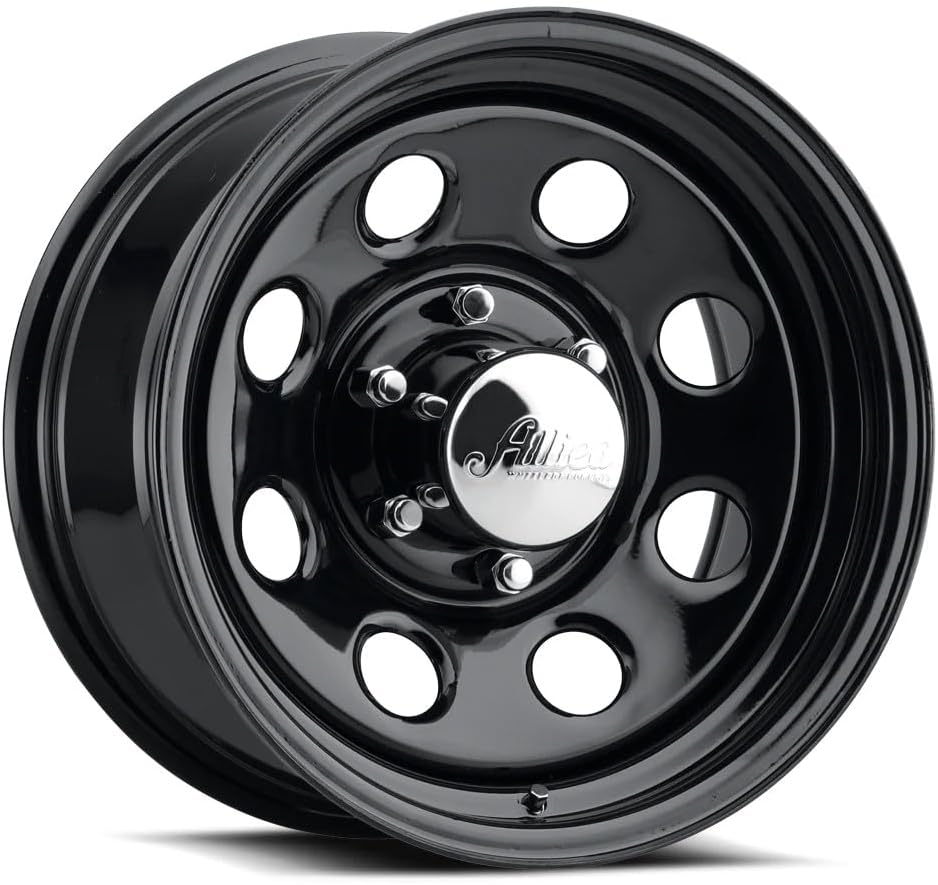 Allied Wheel 82B Black Soft 8 17X9 8X6.5, 4.5"BS, Durable Gloss Black Finish Steel Wheel for Cars and Light Trucks, Chrome Cap Included, Protective E-Coating