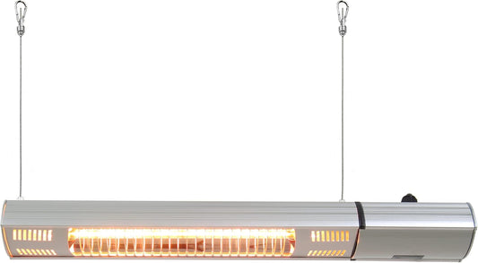 Ener-G+ HEA-21545 Outdoor\/Indoor Electric Infrared Wall Mounted Heater with Remote, Gazebo, Patio, Balconies Water and Dust Resistant, Kids and Pets, Environmentally Safe, Silver