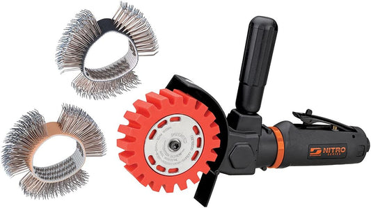Dynabrade (NZ1K) NitroZip Surface Conditioning/Decal Pinstripe Removal Tool Kit | Right Angle, 0.5 hp 3500 RPM Pneumatic Motor | Includes Eraser and Wire Wheels