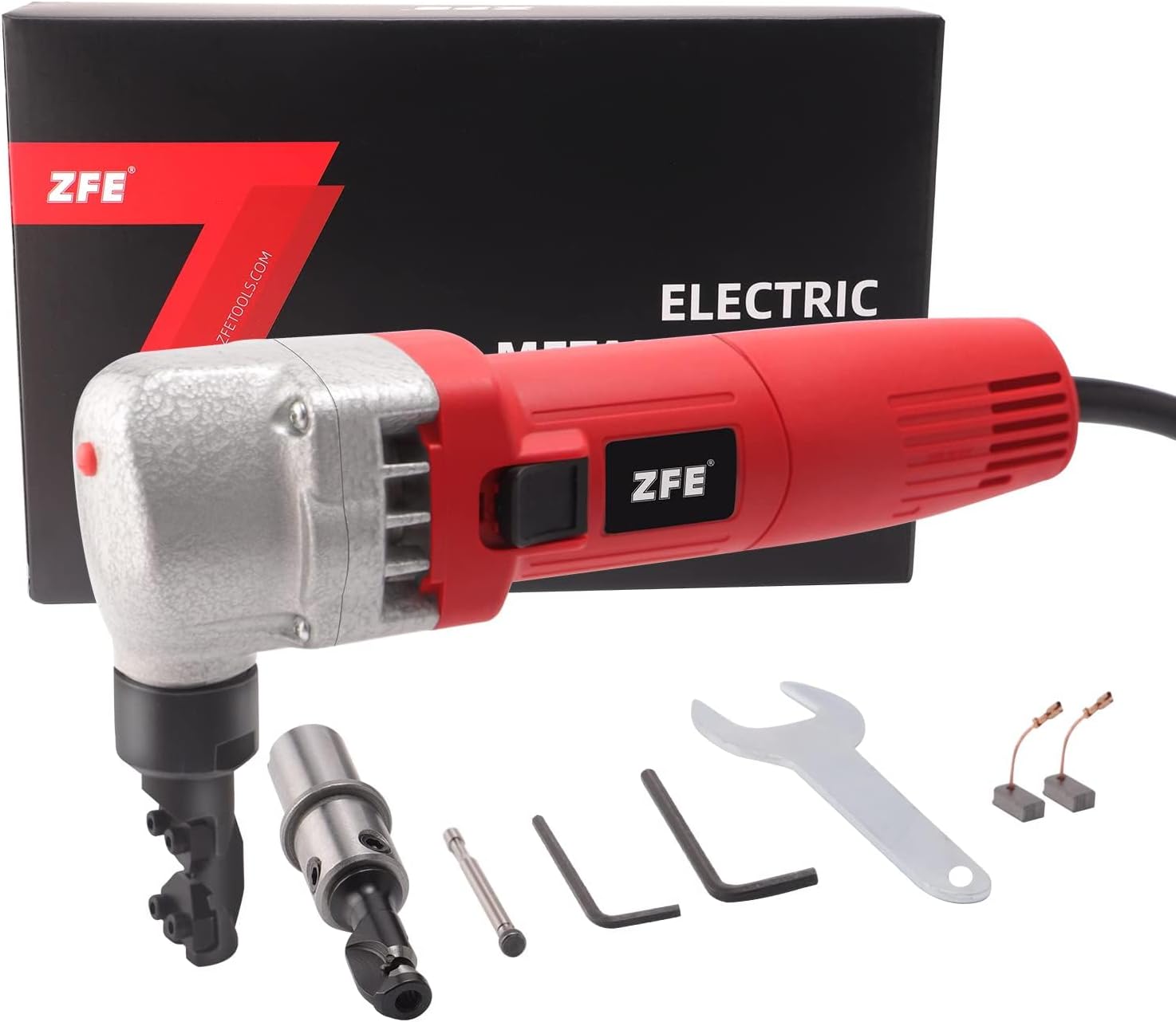 Electric Metal Nibbler, ZFE 380W Electric Sheet Steel Nibbler Metal Shear with 1700RPM High Speed Rotor for Cutting Stainless Steel, Aluminium, Plastic