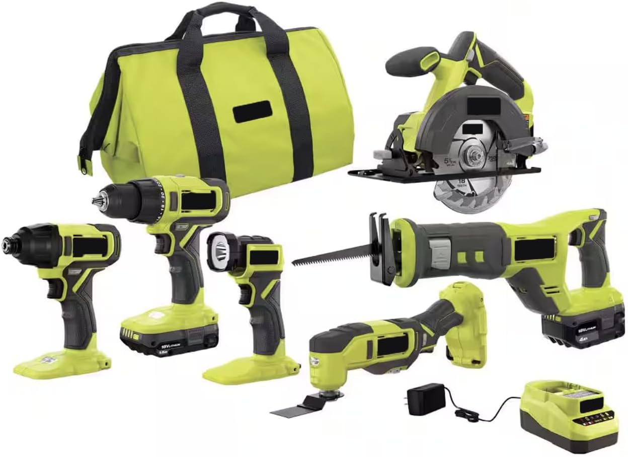 PCL1600K2 Fits for RYOBI 18V Cordless 6-Tool Combo Kit with 1.5 Ah Battery, 4.0 Ah Battery, and Charger