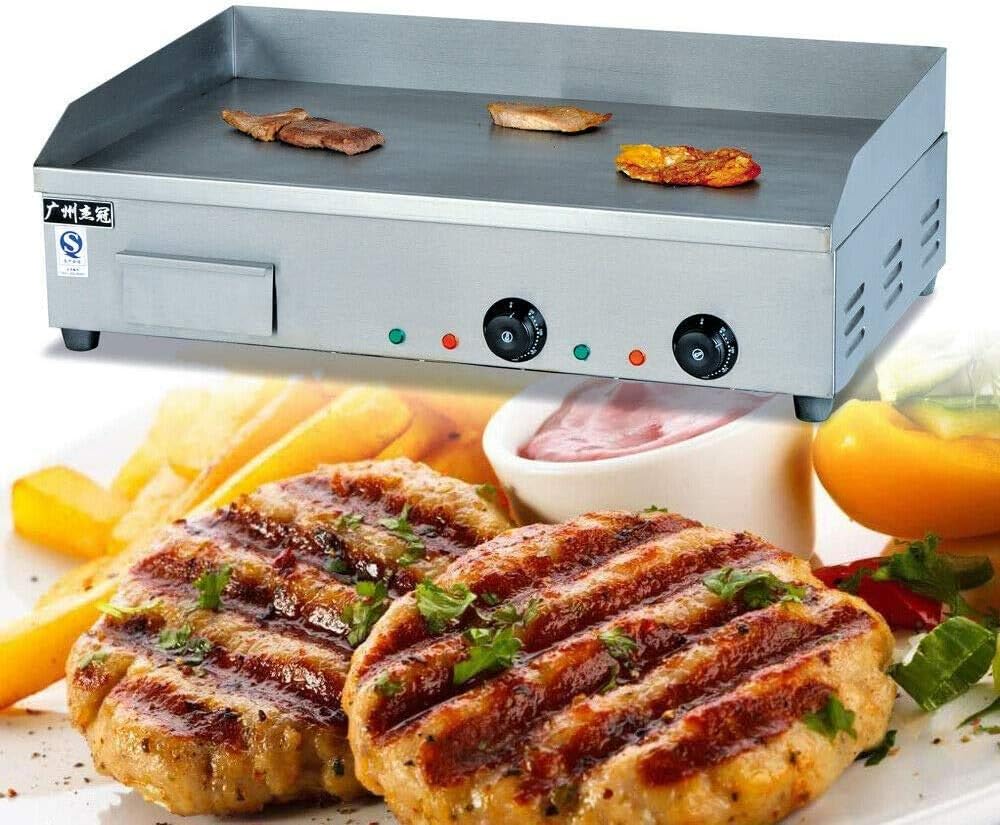 YIYIBYUS Commericial Grill Griddle Electric Dorayaki Teppanyaki Machine Nonstick Pancake Gong Burner Machine Stainless Steel Adjustable Temperture Control for Kitchen Restaurant Bar BBQ