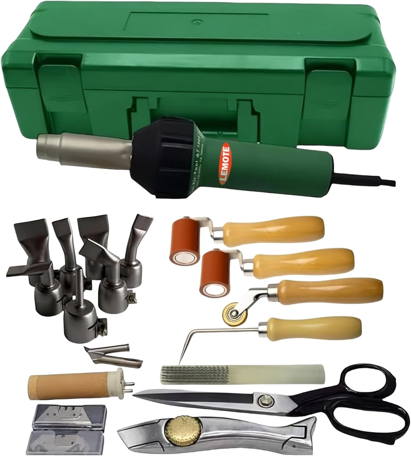 110V 1600W Professional PVC Roofing Welding Tools Heat Gun Kit Plastic Welder Hot Air Weld Gun with Roofing Seam Rollers Seam Tester Probe Weld Nozzle (110V Heat Gun Set)