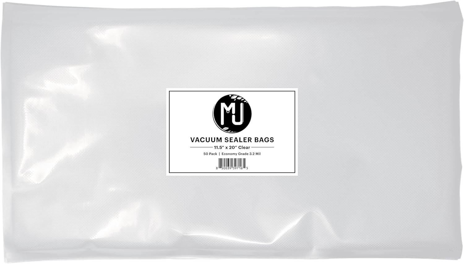 MJ Commercial-Grade Vacuum Sealer Bags for Food Storage, Sous Vide | Case of 500 (11.5" x 20" 3.2 Mil, Clear)