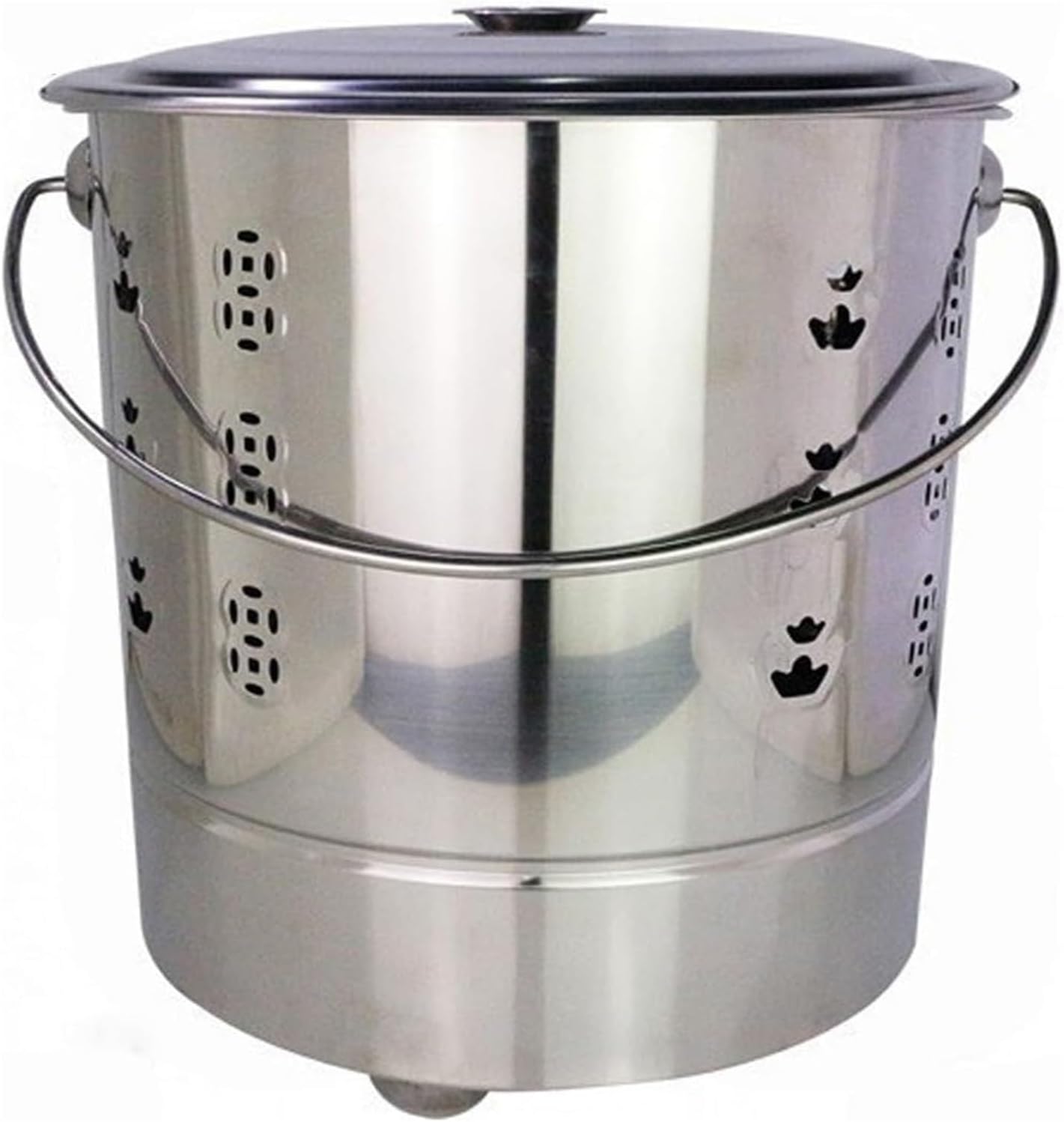 Smokeless Burn Barrel,Burn Barrel, Stainless Steel Burn Barrel Incinerator，Stainless Incinerator Cage with Lid，Garden Burning Fire Bin(Silver,Extra Large 2)
