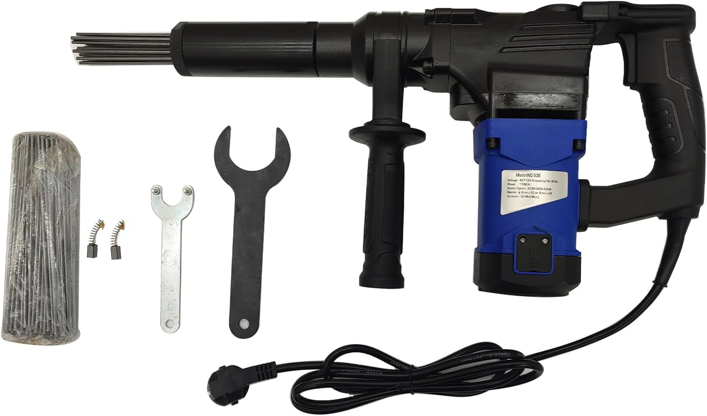 Electric Needle Scaler Air Tool 110V Industrial Grade Rust Removal Tool 1100W Pneumatic Needle Gun High-Power Pistol Grip Needle Scaler