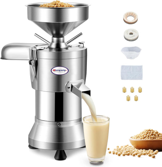 Moongiantgo Commercial Soy Milk Maker, Large Stainless Steel Soybean Milk Maker for Soymilk, Tofu, Efficient Automatic Nut Milk Maker 25KG\/H, for Restaurant Business, 110V